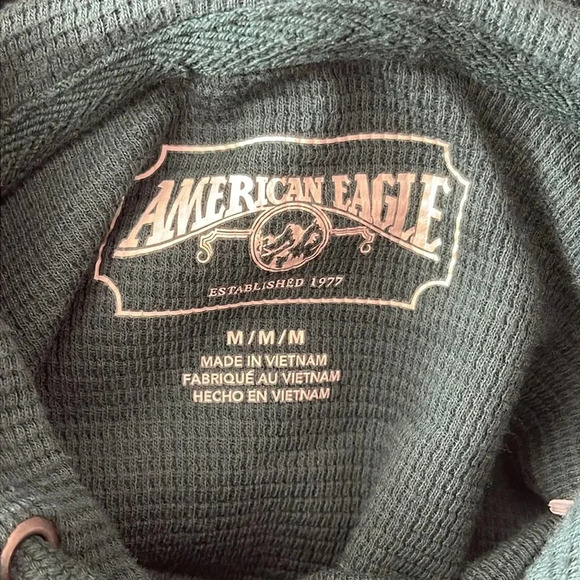 American Eagle Super Soft Green Graphic Thermal Hoodie Size Medium - Picture 3 of 6